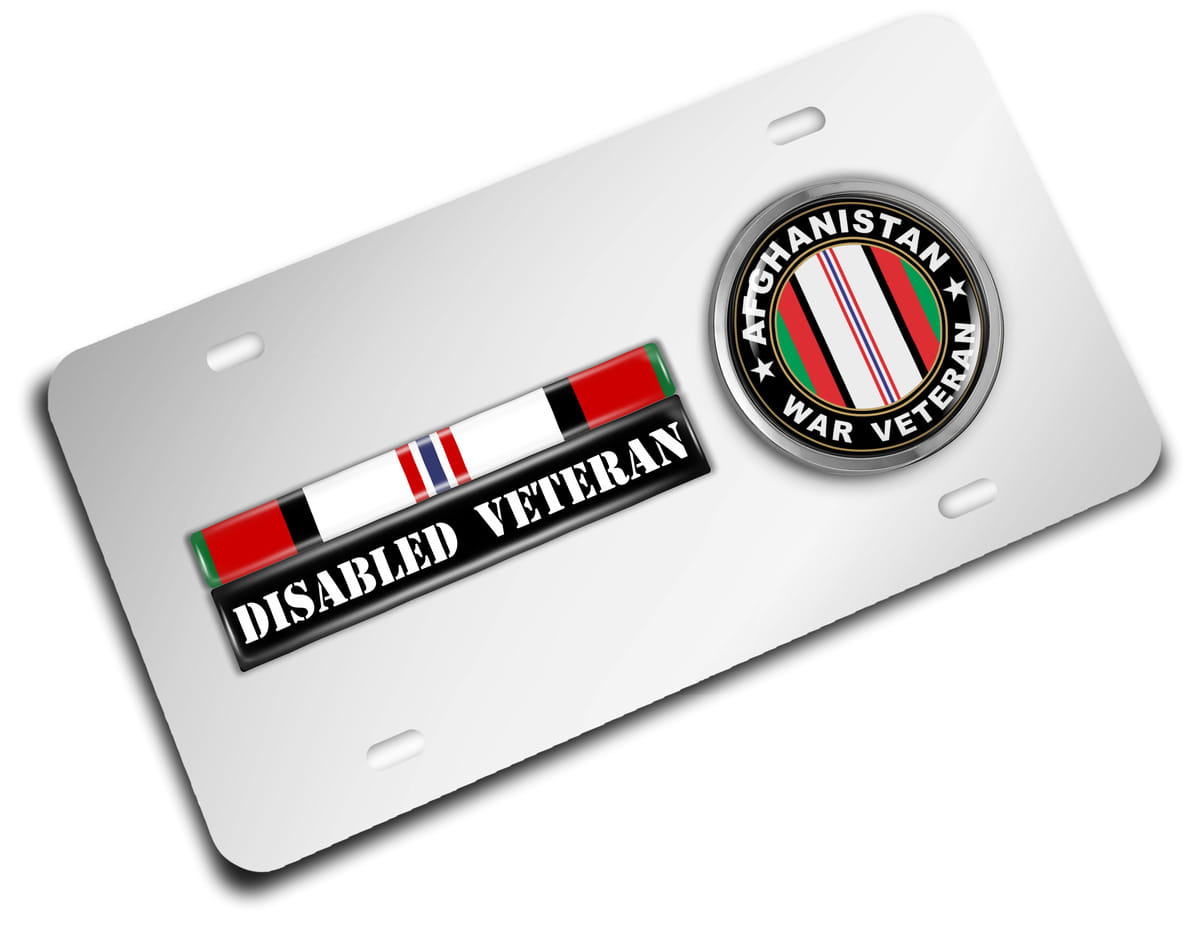 Afghanistan Disabled Veteran - Stainless Steel Car License Plate